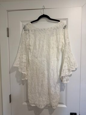 Lulus White Lace Long-Sleeve Bell-Sleeve Dress
